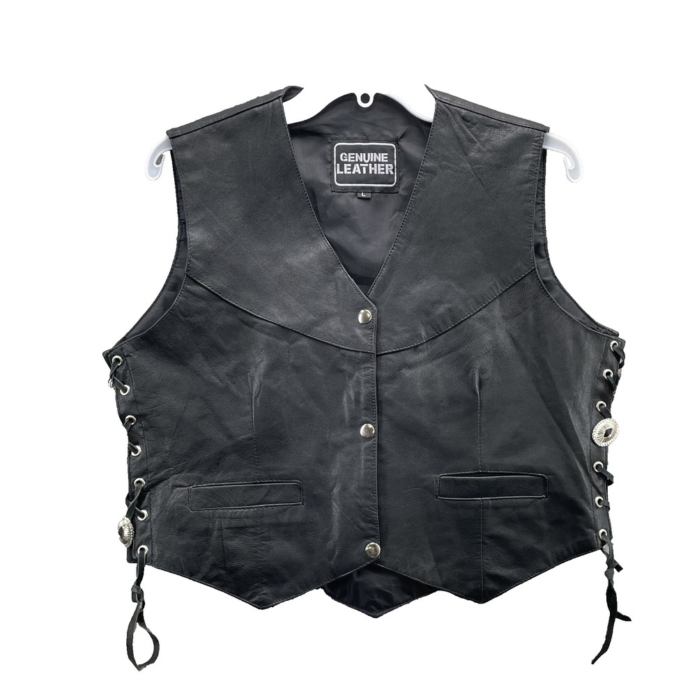 Genuine Leather Vest Women's Large Motorcycle Biker Western Cowboy Riding 90's